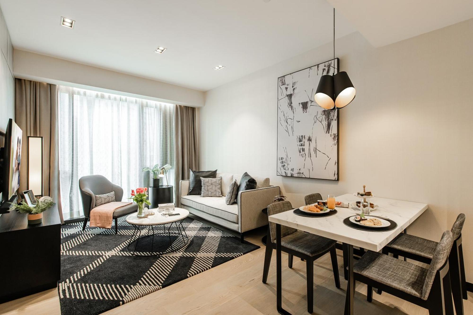 ホテル Ascott Star Klcc クアラルンプール エクステリア 写真 A living room in a serviced apartment in Hong Kong